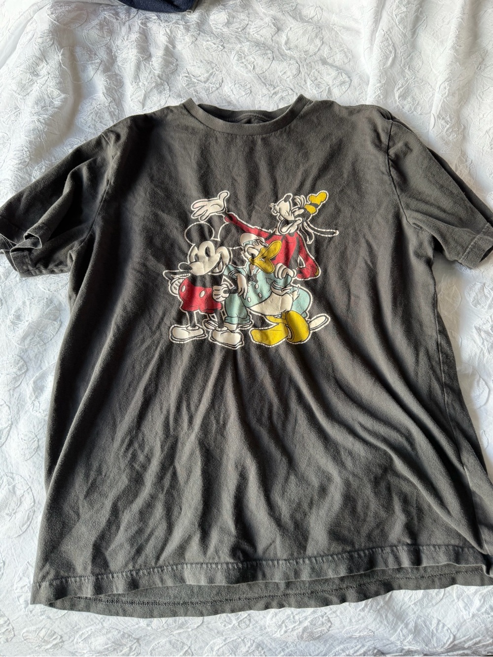 Disney Black Super Soft Graphic Tee with White Mickey Outline